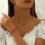 Conjunto Crystal Fringe - Colar, Pulseira e Brincos (Design Cascata)