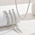 Conjunto Crystal Fringe - Colar, Pulseira e Brincos (Design Cascata)