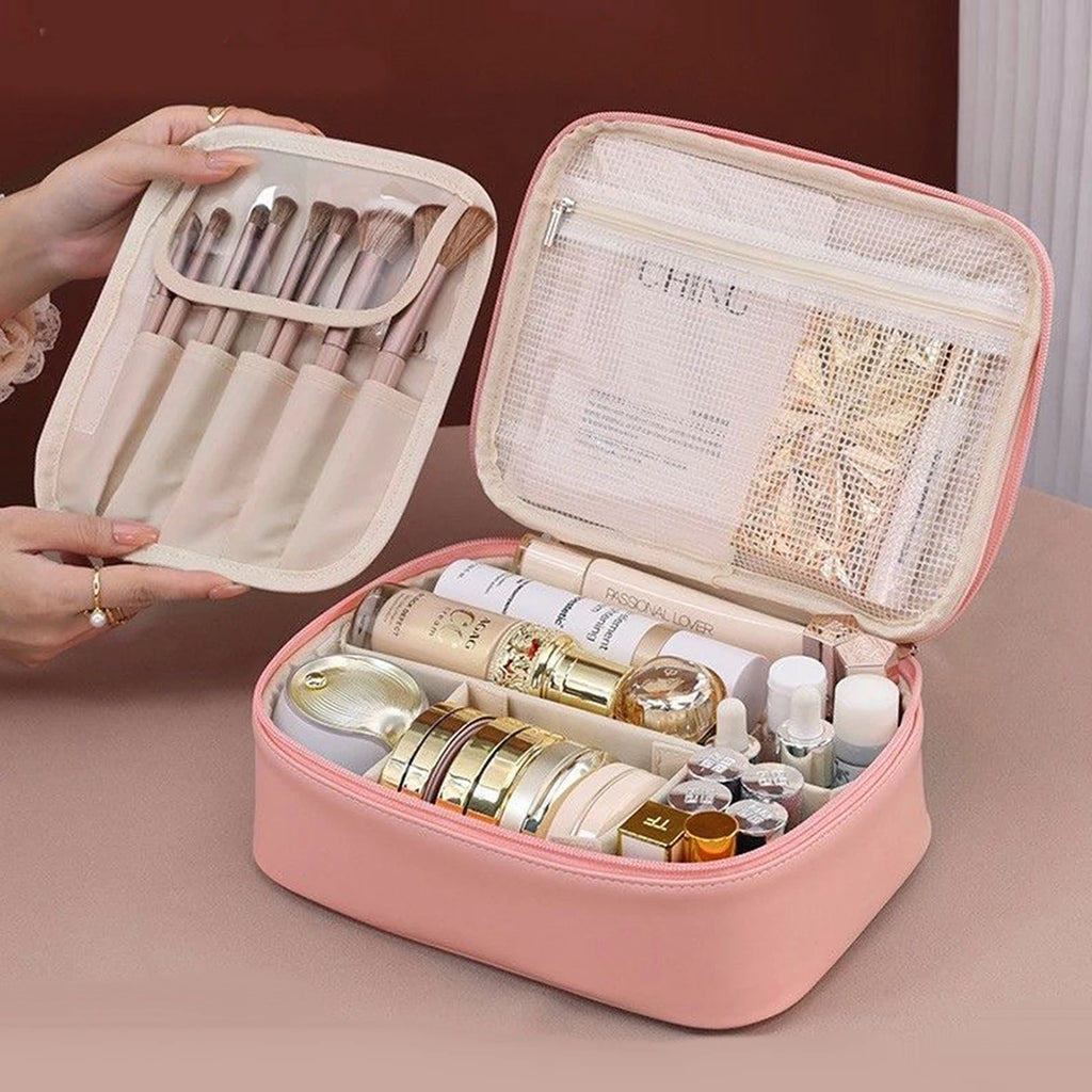 Necessaire Box Premium - Organizador Rígido com Porta-Pincéis