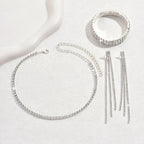 Conjunto Crystal Fringe - Colar, Pulseira e Brincos (Design Cascata)