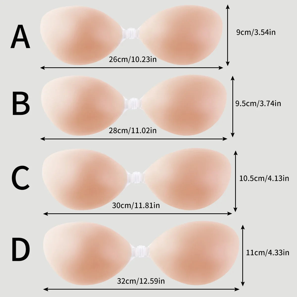 Sutiã Adesivo Push-Up - Invisível com Fecho Frontal (Efeito Silicone)