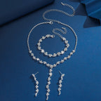 Conjunto Crystal Drop - Colar Gravatinha, Brincos, Pulseira e Anel