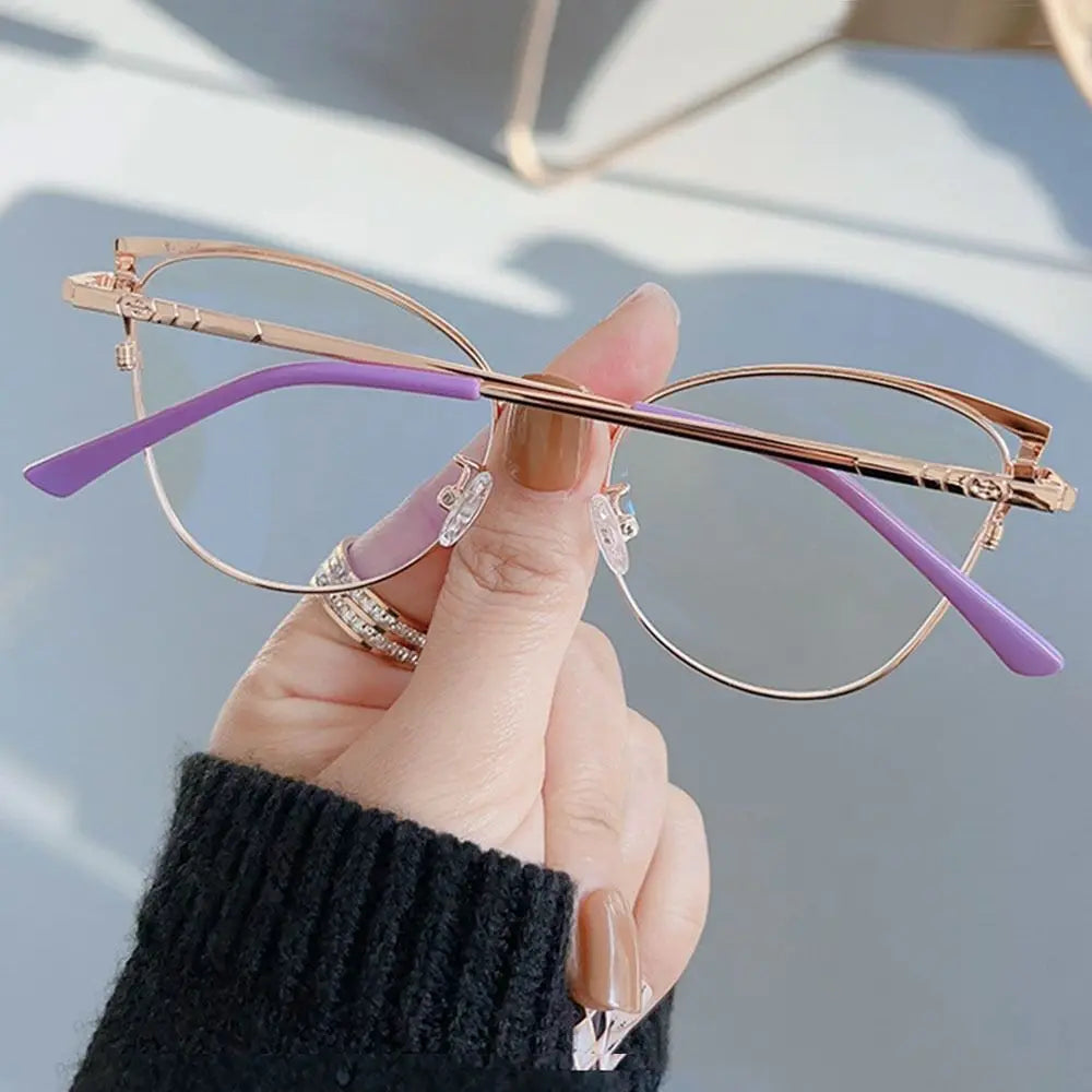 Óculos Anti-Luz Azul Wire Frame - Design Gatinho (Metal Leve)