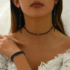 Conjunto Crystal Fringe - Colar, Pulseira e Brincos (Design Cascata)