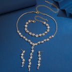 Conjunto Crystal Drop - Colar Gravatinha, Brincos, Pulseira e Anel