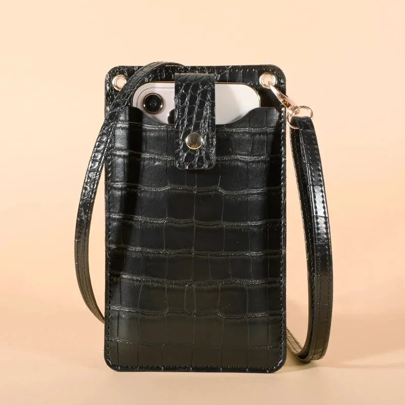 Bolsa Carteira Crossbody - Textura Croco (Couro Vegano)