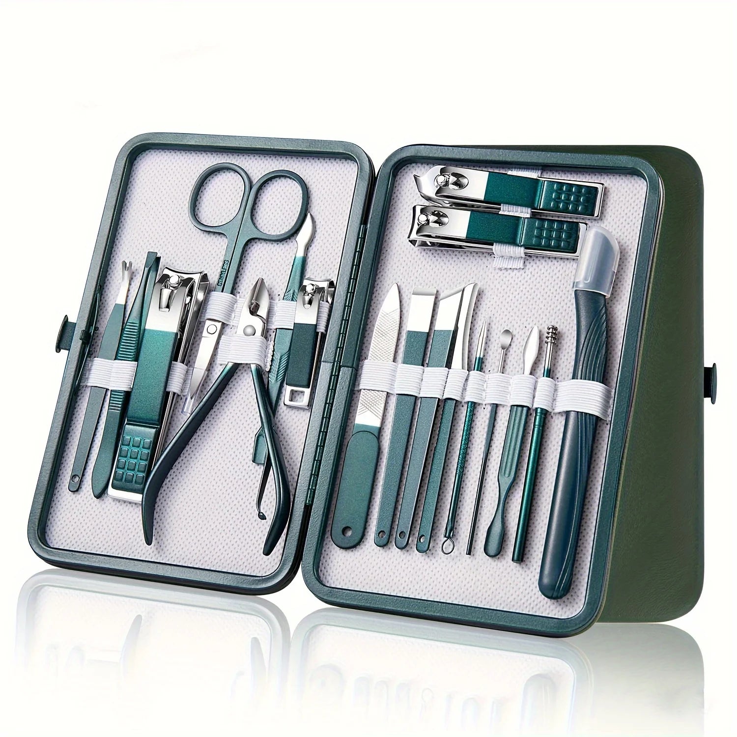 Kit Manicure & Pedicure Professional - Aço Inox (Estojo de Couro)