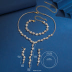 Conjunto Crystal Drop - Colar Gravatinha, Brincos, Pulseira e Anel