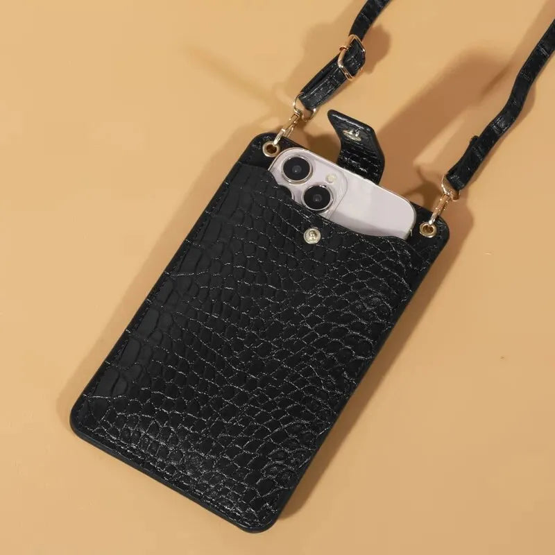 Bolsa Carteira Crossbody - Textura Croco (Couro Vegano)