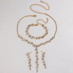 Conjunto Crystal Drop - Colar Gravatinha, Brincos, Pulseira e Anel