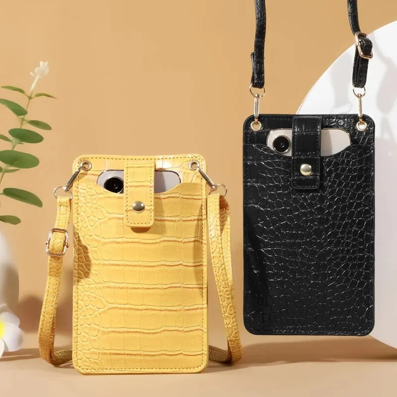 Bolsa Carteira Crossbody - Textura Croco (Couro Vegano)