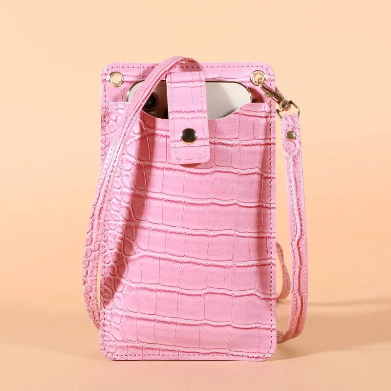 Bolsa Carteira Crossbody - Textura Croco (Couro Vegano)