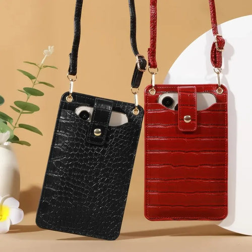 Bolsa Carteira Crossbody - Textura Croco (Couro Vegano)