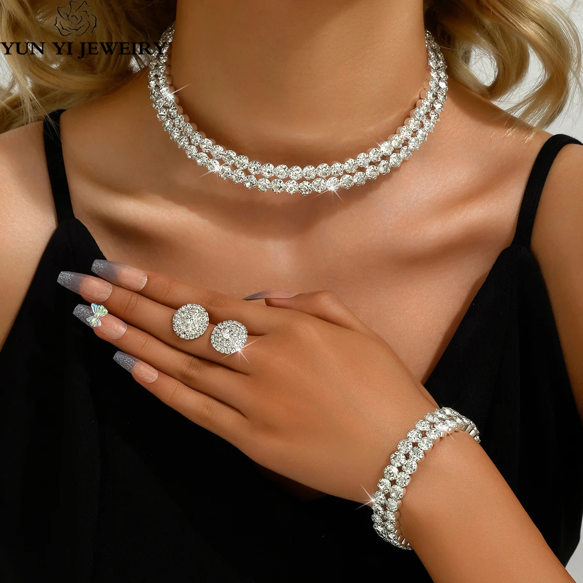 Conjunto Starlight Choker - Gargantilha, Brincos e Pulseira (Festa)